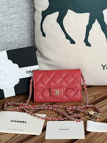 Chanel Wallet Red Chain 11x7cm