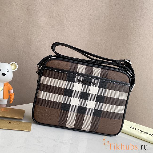 Burberry Check Crossbody Bag Brown 25x15x18cm - 1