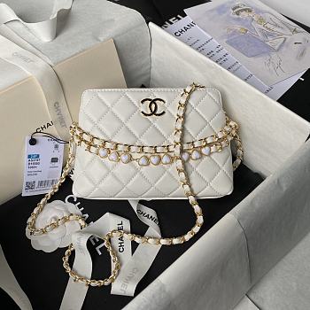 Chanel Clutch With Strap White Bag 13x19x8cm