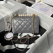 Chanel Mini Flap Bag Handle Grey Lambskin 13x19x7cm - 4