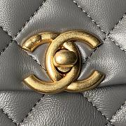 Chanel Mini Flap Bag Handle Grey Lambskin 13x19x7cm - 3