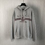 Gucci Cotton Jersey Hooded Grey Sweatshirt - 1