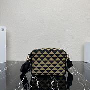 Prada Symbol Embroidered Fabric Bag Black Beige 22x16x6cm - 2