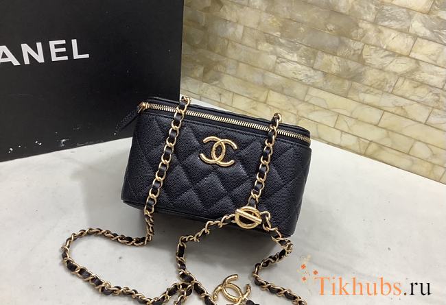 Chanel Vanity Case Black Caviar Gold Bag 17cm - 1