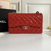 Chanel Jumbo Flap Bag Red Patent Silver 30cm - 1