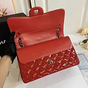 Chanel Jumbo Flap Bag Red Patent Silver 30cm - 3