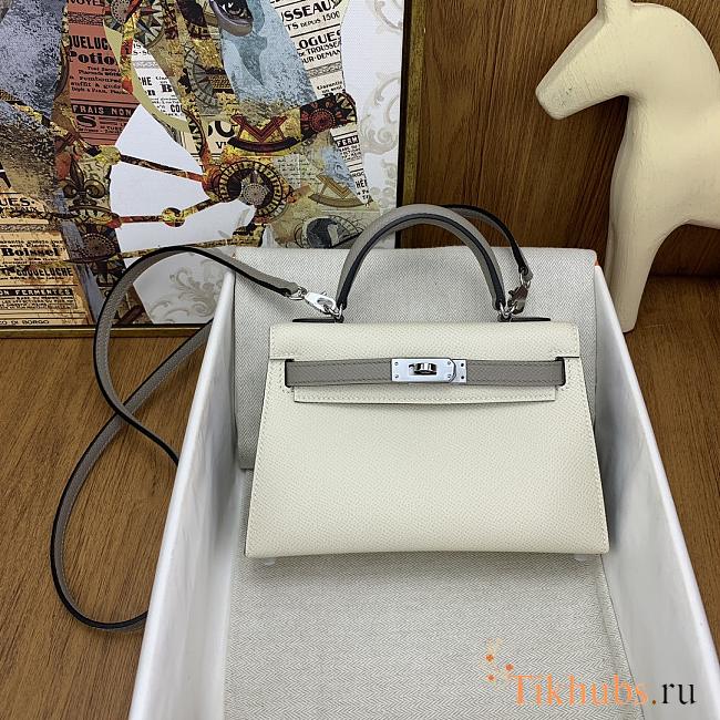 Hermes Epsom Horseshoe Mini Kelly Sellier 20 Nata Etoupe Silver Hardware - 1