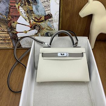 Hermes Epsom Horseshoe Mini Kelly Sellier 20 Nata Etoupe Silver Hardware