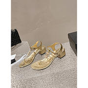 Chanel Pearl Leather Sandals Gold - 2