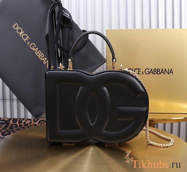 Dolce & Gabbana DG Logo Box Handbag Black 20x15x6.5cm - 1