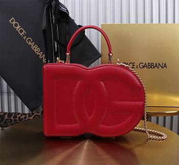 Dolce & Gabbana DG Logo Box Handbag Red 20x15x6.5cm