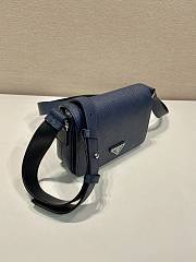 Prada Saffiano Leather Shoulder Bag Blue 19x13x5cm - 5