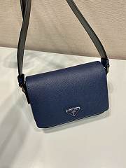 Prada Saffiano Leather Shoulder Bag Blue 19x13x5cm - 3