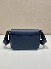 Prada Saffiano Leather Shoulder Bag Blue 19x13x5cm - 4