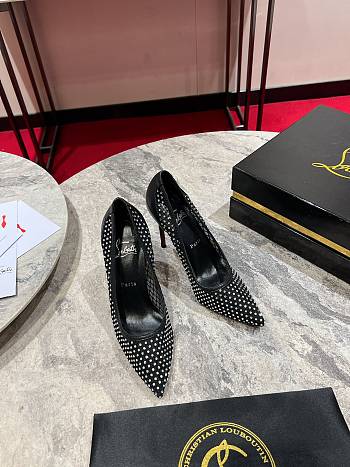 Christian Louboutin Apostropha Mesh Strass Black Pump 10cm