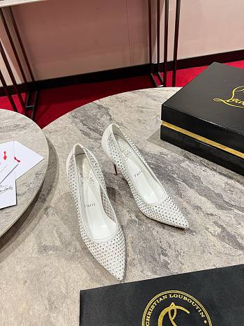 Christian Louboutin Apostropha Mesh Strass White Pump 10cm