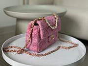 Chanel Flap Bag Tweed Pink 19x6.5x13cm - 6