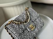 Chanel Flap Bag Tweed Black 19x6.5x13cm - 4