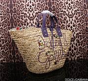 Dolce DG Straw Kendra Bag Purple 44x25x17cm - 3