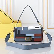 Fendi Baguette Leather Bag Multicolour Blue FF Inlay 27x15x6cm - 1