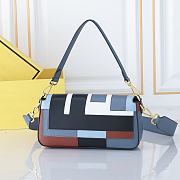 Fendi Baguette Leather Bag Multicolour Blue FF Inlay 27x15x6cm - 5