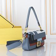 Fendi Baguette Leather Bag Multicolour Blue FF Inlay 27x15x6cm - 4