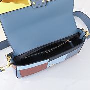 Fendi Baguette Leather Bag Multicolour Blue FF Inlay 27x15x6cm - 3