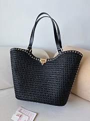 Valentino Garavani Rockstud Raffia Black Tote Bag 31x30x13.5cm - 1