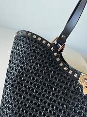 Valentino Garavani Rockstud Raffia Black Tote Bag 31x30x13.5cm - 3