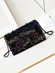 Chanel Flap Bag Black Sequin 21x14x8cm - 3