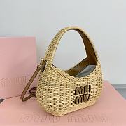 Miu Miu Natural Wander Wicker Handbag 20x6x14cm - 6