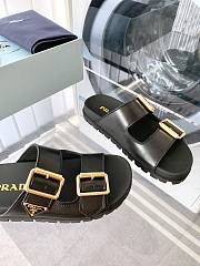 Prada Leather Strap Mules Black - 5