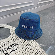 Celine Denim Buckle Hat Blue - 3