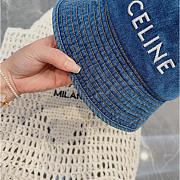 Celine Denim Buckle Hat Blue - 2