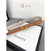 Gucci Leather Belt Gold Brown 2cm - 4