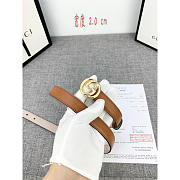 Gucci Leather Belt Gold Brown 2cm - 3