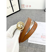 Gucci Leather Belt Gold Brown 2cm - 2