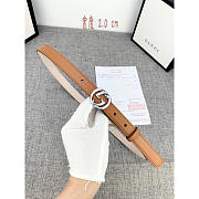 Gucci Leather Belt Silver Brown 2cm - 1