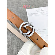 Gucci Leather Belt Silver Brown 2cm - 4