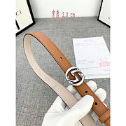 Gucci Leather Belt Silver Brown 2cm - 3