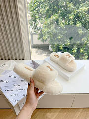 Celine Fur White Slides - 4