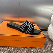 Hermes Oran Sandal Suede Goatskin Black - 4