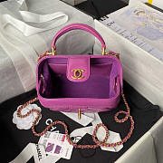 Chanel Bag Handle Lambskin Purple Gold 18x12x7cm - 6