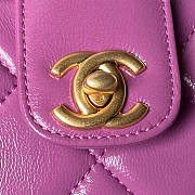 Chanel Bag Handle Lambskin Purple Gold 18x12x7cm - 3