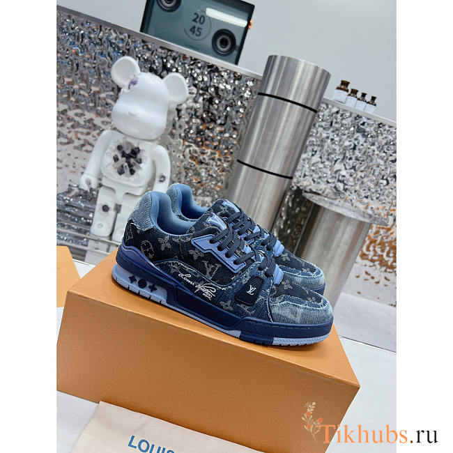 Louis Vuitton LV Trainer Sneaker Denim Blue - 1