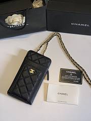 Chanel Black Caviar Leather Phone Holder Crossbody Bag 18x10x2cm - 1