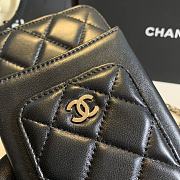 Chanel Black Lambskin Leather Phone Holder Crossbody Bag 18x10x2cm - 2