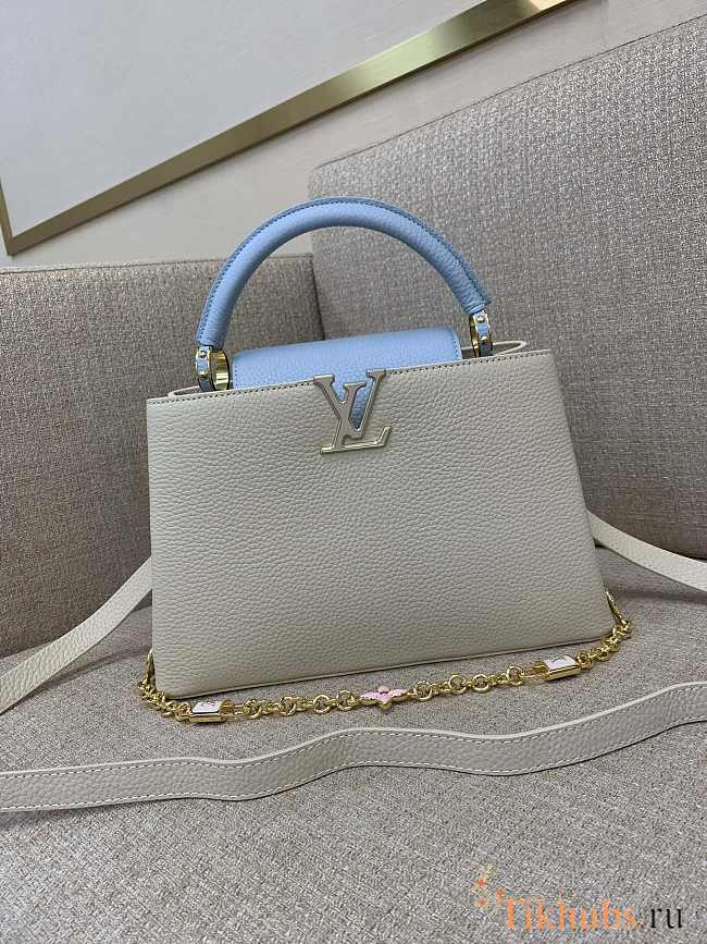 Louis Vuitton LV Capucines MM Beige Blue 31x20x11cm - 1