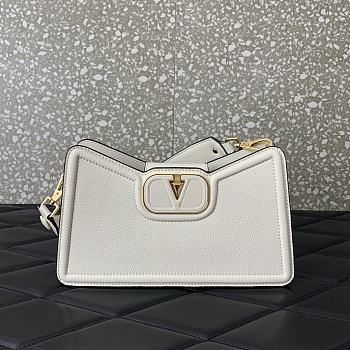 Valentino VLogo Signature Zip-Up Shoulder Bag White 24.5x15x8.5cm