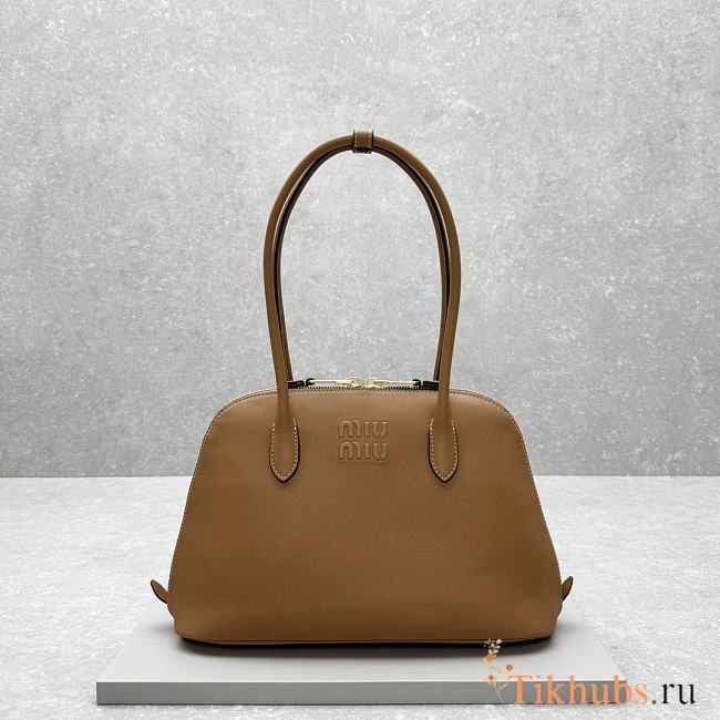 Miu Miu Natural Embossed Logo Brown Tote Bag 33x13x21cm - 1